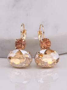 1 Đôi bông tai mặt dây chuyền hình tròn và bầu dục làm thủ công bằng hợp kim đồng, hàn chắc chắn, kiểu dáng thả cho nữ - phong cách 1 - Xem 14