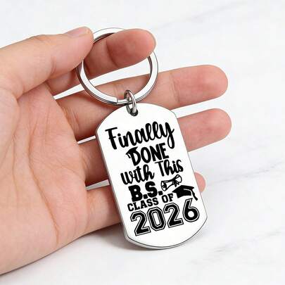 MOLANXUAN 1 Móc khóa bằng thép không gỉ, Quà tặng tốt nghiệp hài hước: "Cuối cùng cũng thoát khỏi mọi điều vô nghĩa này." Móc khóa tốt nghiệp năm 2026, Thích hợp cho sinh viên đại học, học sinh trung học, sinh viên năm cuối, quà lưu niệm tốt nghiệp, quà tặng tiệc tốt nghiệp, quà chúc mừng, Bền chắc với chữ khắc.