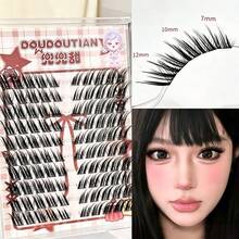 DOUDOUTIAN 2026 新款狐狸式斜翘假睫毛，自然逼真浓密，亚洲风格眼尾延长，舒适自然，打造逼真眼妆，7-12毫米 - 查看 3