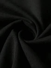 Haiti-Abzeichen-Print-Shirt aus Baumwolle, lässiger Stil, Rundhalsausschnitt, atmungsaktiv, bequem, Alltagsoutfit - Schwarz - Übersicht 2