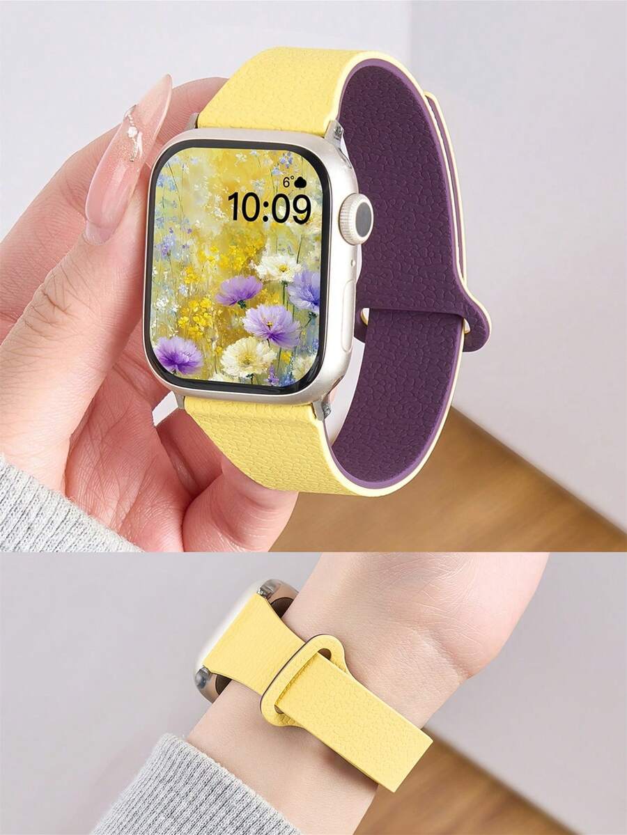 1条男女通用荔枝纹硅胶磁吸表带，兼容 42mm、38mm、40mm、41mm、44mm、45mm、46mm、49mm，时尚智能手表替换表带，适用于Series Ultra2、Ultra SE2、SE 11、10、9、8、7、6、5、4、3、2、1