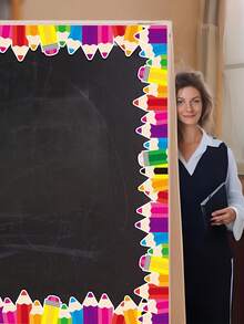 1pc Colorful Pencil Theme Bulletin Board Border Roll - Multicolor Classroom Decor, Back To School Colored Pencil Blackboard Bulletin Board Border Decorative Paper, Suitable For Back To School Season, Pencil Shaped Border Roll For Display Board, Teacher Supplies, Student Workspace, Bulletin Board Decor, And Office - Multicolor - View 5