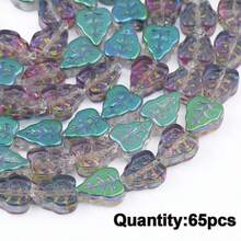 Approx. 65pcs Colorful Maple Leaf Shaped Glass Beads, DIY Jewelry Making Supplies, Spacer Beads - Maple Leaf Beads - View 9