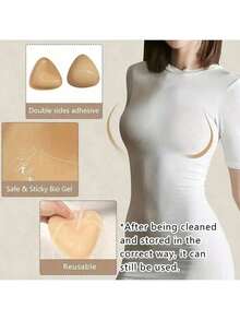 SNOWY Sticky Inserts Bra - Instant Boost Sticky Inserts By SNOWY Reusable Invisible Chest Pad, Soft Comfortable Silicone Chest Pad, Women's Lingerie Accessories For Daily Wear Gift Adhesive Bra Pads Push Up Breast Enhancers Pads, Reusable Padded Ultra Instant Lift Inserts For Sports Bra Swimsuit Halloween Gift - Gầy - Xem 9