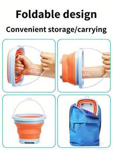 9pcs Foldable Beach Toy Set, Including Foldable Beach Bucket & Shovel, With Mesh Storage Bag And Sand Castle Building Tools. Suitable For Outdoor Beach, Swimming Pool, Parent-Child Interaction. Note: Due To Different Production Batches, Accessory Colors Will Be Randomly Shipped. - Multicolor - View 6