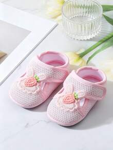 1 Pair Breathable Hollow Mesh Toddler Sandals, Closed Toe Protection, Convenient Hook And Loop Closure, Suitable For Early Walking Infants And Toddlers - Pink - View 2