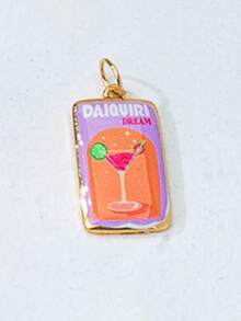 Collar ajustable de cuerda colorida con colgantes de esmalte intercambiables, colgantes de dibujos animados desmontables chapados en oro (patrones de gato, langosta, fruta, flor), set de joyas personalizables de verano para regalo - Multicolor - Ver 19