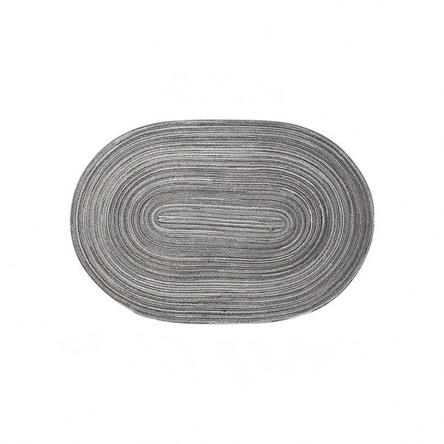 Bộ khăn trải bàn hình bầu dục dệt, có thể giặt, chống trượt, chịu nhiệt, thích hợp cho nhà bếp và phòng ăn. - Màu xám đen - Xem 1