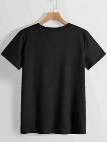 1 camiseta divertida para mujer con el eslogan "Mamá y Abuela" y letras florales - Rosa vibrante y morado, cuello redondo, manga corta, estilo casual, ideal para Halloween, Día de Acción de Gracias, Navidad, regalos familiares - Tallas S-2XL (Ropa casual cómoda) - Negro - Ver 3
