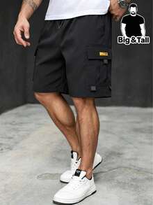 Plus Size Men's Lightweight Multi-Pocket Cargo Shorts, Casual Fashion Outdoor Sports Commute Shorts - Black - View 4