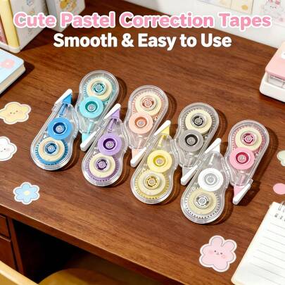 مجموعة من 8 قطع شريط تصحيح لون موراندي الطبيعي، بتصميم قشرة شفافة مرئية ذو تصميم سلس ومستمر، سعة كبيرة لتلبية الاستخدام اليومي، للطلاب والمكاتب والمناسبات العامة، هدية عيد، منتج ممتاز