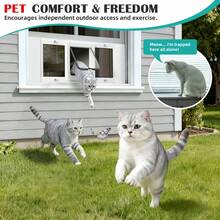 WHIFFEE Large Cat Door For Window, Lockable Pet Screen Door With 4 Way Lock, Weatherproof Dog Door For Sliding Glass Window, Suitable For Cats And Small Dogs Up To 25 Lbs - White - View 6
