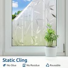Window Privacy Film Frosted Bamboo Pattern, Removable UV Blocking Stained Glass Decals Covering Decorative Window Cling For Home - 1PC - View 6