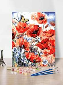 24-Color Adult DIY Digital Oil Painting Kit, 40*50cm/16*20inch, Includes 1pcs Canvas, 3pcs Different Paint Brushes & 1pcs Color Chart, Ideal For Living Room, Bedroom, Office & Home Wall Decoration, Perfect Gift For Valentine's Day, Birthday, Mother's Day, Christmas & All Holidays, Professional Adult Art Usage (Unframed) - Multicolor - View 2