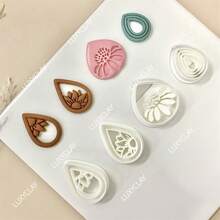 软陶耳环聚合物粘土模具不规则几何形状水滴粘土切割器DIY珠宝吊坠陶艺工具 - 白色 - 查看 4