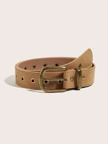 1pc Suede Brown Buckle Minimalist Fashion Versatile Decorative Belt, Suitable For Jeans, Skirts, Casual Wear, Daily Outfits - Brown - View 16