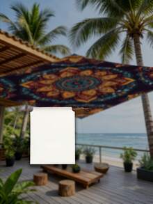 1 Floral Awning, Outdoor Thickened Waterproof Awning, Colorful Floral Awning, Gradient Mandala Floral Green Bohemian Pattern, Suitable For Gardens, Terraces, Beaches, Etc. (Includes Ropes, Frame Not Included), Camping Equipment - Multiple Styles - View 19