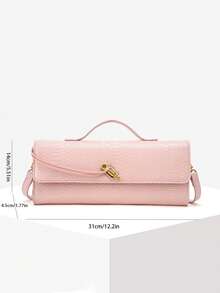 Tas Clutch Wanita Minimalis Vintage dengan Tekstur Tenun Angora Merah, Penutup Lipat, Kapasitas Besar, Tas Bahu, Cocok untuk Acara Formal, Pemakaian Sehari-hari, dan Pesta - Berwarna merah muda - View 6