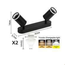 CANMEIJIA 1个木纹GU10嵌入式吸顶灯，黑/白双头，铝制材质，带/不带灯泡，适用于商店/书房/卧室/客厅/咖啡厅/展览馆/画廊/博物馆/走廊/门廊，可根据需要选择尺寸 - 吸頂射燈GU10燈座 - 查看 27