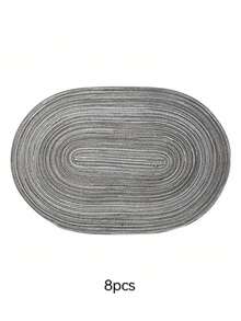 Bộ 1/2/4/6/8 tấm lót bàn hình bầu dục bằng polyester màu be ombre tối giản. - Màu xám đen - Xem 7