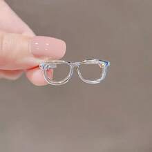 1 pieza Mini broche elegante y minimalista con gafas brillantes, diseño encantador, accesorio de moda versátil - 1 blanco - Ver 7