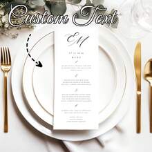 Custom Elegant Minimal Wedding Menu, Personalized Modern Script Dinner Menu, Reception Menu Card, Minimalist Wedding Menu, Engagement Bridal Shower Menu, Anniversary Dinner Menu, Custom Table Card, Wedding Table Decor, Party Dining Menu - Multicolor - View 6