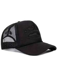 1 pieza Gorra de béisbol con malla y estrella de cinco puntas bordada, sombrero ajustable de protección solar casual para exteriores para primavera/otoño, viaje, playa, vacaciones, estilo unisex Y2K - bordado - Ver 25