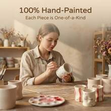 1 pieza Taza de cerámica con asa minimalista con rayas en forma de corazón, 280ml/9.52oz, taza de latte pintada a mano, taza de viaje, taza de agua minimalista europea, taza de espresso, regalo para el Día de la Madre/Día del Padre - Blanco - Ver 3