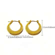 1 Pair Vintage Stainless Steel Elegance Modern Twist Hoops Everyday Luxury C-Shaped Twisted Hoop Earrings For Women, Tarnish-Resistant Gold-Plated Stainless Steel Earrings, Multiple Styles Available - Multicolor - View 13
