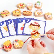 Hölzernes Obst- und Gemüse-Schnürsystem - Lernspielzeug zum Zuordnen und Aufziehen von Lebensmitteln - fördert Feinmotorik und Konzentration für Kinder ab 2 Jahren - Ideales Geburtstags- und Kindergeschenk für Jungen und Mädchen - Verschiedenfarbig - Übersicht 2