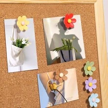 Cute Flower Shaped Felt Board Push Pins, Decorative Cork Board Photo Wall Decor - Fresh Floral Decorative Pins - View 5