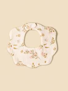 5pcs Baby Cotton Gauze Floral Bibs, Soft Absorbent Printed And Solid Color Drool Bibs Suitable For Newborns - 彩色 - 查看 6
