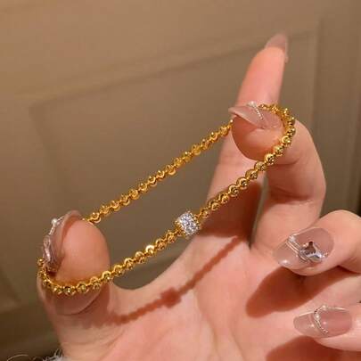 Brazalete de cintura con diamantes de imitación que parpadean, joyería versátil minimalista de imitación de oro, nuevo artículo