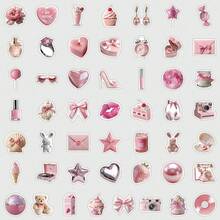 50pcs Pink Aesthetic Cartoon Doodle Self-Adhesive Stickers, Decorative For Journals, Skateboards, Guitars, Cups, Creative Decorative Doodle Stickers - TQ50-1208 - View 4