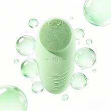 New Silicone Facial Cleansing Brush Electric Pore Cleaner Ultrasonic Face Massager For Deep Cleansing And Skin Rejuvenation With Soft Bristles And Waterproof Design Perfect For All Skin Types - Green - View 1