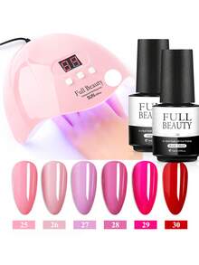 FULL BEAUTY 2盒7毫升底油和亮油，适用于凝胶指甲油，透明亮泽，可卸除，持久指甲油 - 無色 - 查看 3