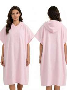 1 pièce Peignoir absorbant et séchage rapide & Vêtement d'intérieur, Serviette de plage unisexe, Cape de serviette à capuche pour se changer rapidement, Convient pour la plage, le surf, la natation - Multicolore - Voir 5