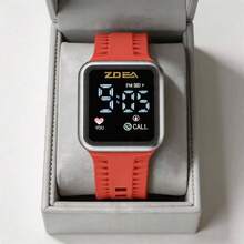 ZOEA Sports Smartwatch With Breathable Perforated Strap + Square Touchscreen + Fitness Style + Daily/Sport Use + Smartwatch - 紅色 - 查看 4