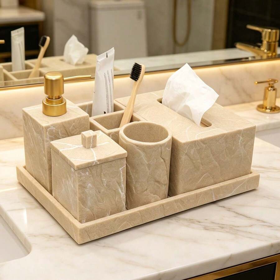 Bathroom Accessories & Sets - Yellow Bark Texture - View 1