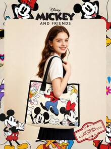 1 Túi vải canvas chính hãng Disney Mickey & Friends, dung tích lớn, túi đeo vai, in hình hoạt hình dễ thương, có thể tái sử dụng, túi xách mua sắm, túi tote thông thường, dành cho nữ/bé gái/học sinh/người hâm mộ/giới trẻ, thích hợp cho trường học, công việc, du lịch, mua sắm, sử dụng hàng ngày. - Nhiều màu - Xem 9