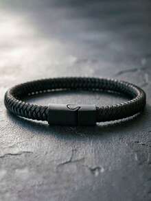 Vòng tay da thủ công thời trang 6mm, mặt dây chuyền nam châm màu đen dành cho nam giới, trang sức đeo tay. - vòng tay da có khóa từ tính - Xem 7