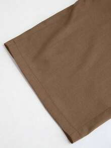 Mono de diseño minimalista Vela Rue con cierre de gancho y cremallera, pantalones anchos de color azul marino sólido semitransparente y ligeros, pantalones anchos de moda para todas las estaciones - Camel - Ver 5