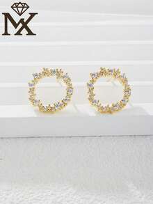 SYMFNY 1 Đôi bông tai bạc 925 hình hoa rỗng, thanh lịch và ngọt ngào, đính đá Cubic Zirconia, thích hợp cho phụ nữ đi chơi, hẹn hò, đi làm, là lựa chọn quà tặng tuyệt vời. - Vàng - Xem 2