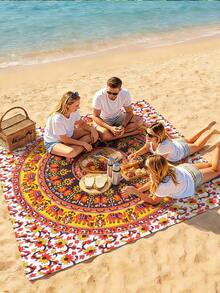 1pc New Outdoor Waterproof Anti-Sand Digital Printed Picnic Mat/Beach Towel, Fashionable And Fresh Pattern, Suitable For Camping And Picnics - B - View 2