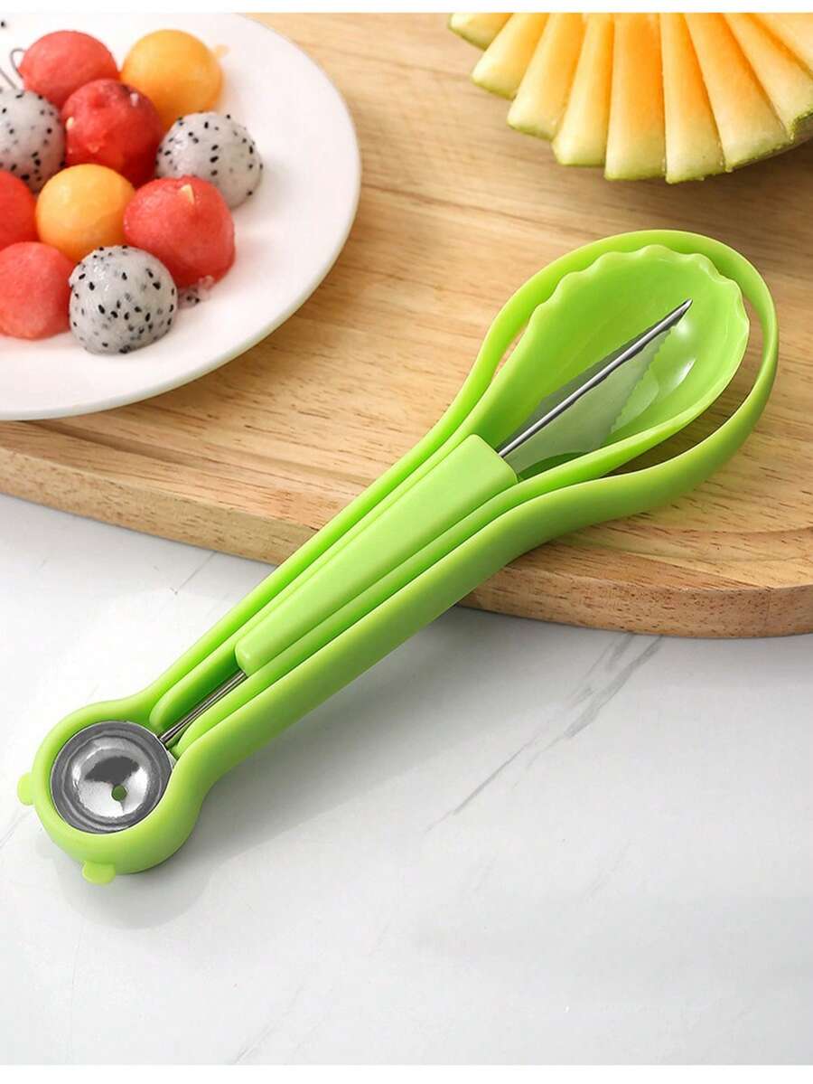 Juego de bolas de sandía 2 en 1, cuchillo con forma de esculpir y herramienta para tallar frutas, bola de sandía (verde) - Multicolor - Ver 1