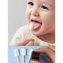 30pcs Individually Wrapped Disposable Gauze Material Wave Brush Head, Used As A Tool For Cleaning Baby's Tongue Coating And Oral Hygiene - A - 查看 2