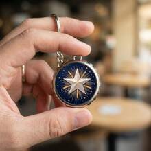 Independence Day Keychain Celestial Starburst A Golden Ray Dance On Midnight Blue - Yuan - View 4
