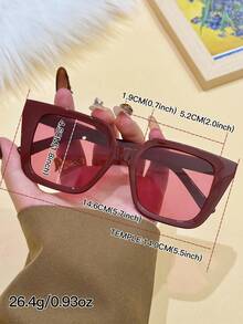 1pc Glossy Oversized Cat Eye Fashion Glasses, Fashionable & Flattering For Round Faces, Versatile For Commute, Street Style, Travel - Burgundy - View 4