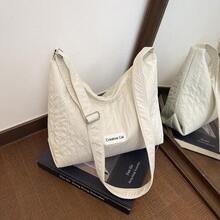 2026 New Large Capacity Women's Shoulder Crossbody Bag, Ins Minimalist Striped Casual Underarm Dumpling Bag - White - View 6