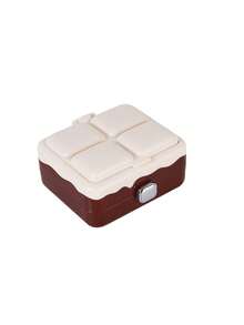 Cream Cake Style Portable Jewelry Box With Mirror, Mini Travel Jewelry Storage Case, Cute Double-Layer Convenient Large Capacity Compartment For Earrings, Necklaces, Rings, Compact & Elegant Design, Ideal Gift For Girls - Multicolor - View 10